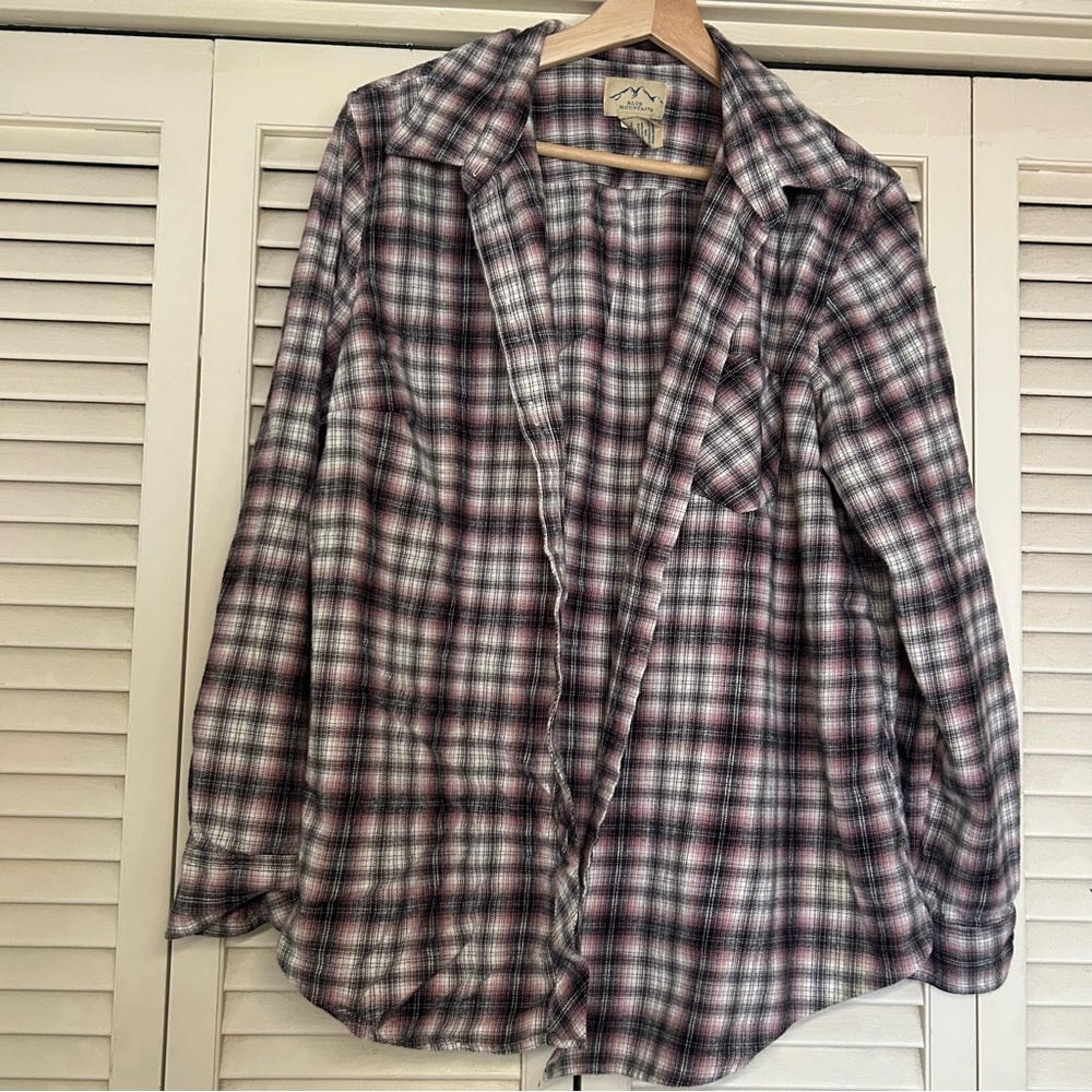 Plaid Button-Front Shirt Jacket - Pink, Black & White
